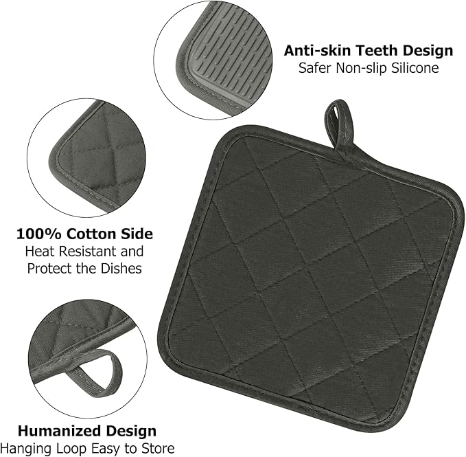 Kitchen Set Pack Of 5, Oven Mitts Pot Holders Pad And Towel Set, Heat Resistant Silicone Kitchen Mini Oven Mittens for 500 Degrees, Mini Oven Gloves and Hot Pads for Baking Grilling Barbecue Microwave