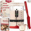 Sourdough Starter Kit - 38oz with Cookbook, Measuring Cup, Spatula, Wide Mouth Jar Cover, Thermometer, Date Marked Feeding Band, Glass Jar for Baker, Bread Baking Supplies