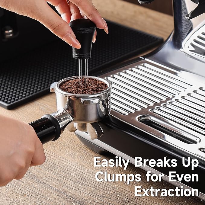 KitchenTour Espresso Accessories Kit 58mm, WDT Tool, Dosing Funnel and Puck Screen Set, 304 Stainless Steel Needle Coffee Distribution Stirrer, Portafilter Dosing Ring for Barista 58mm