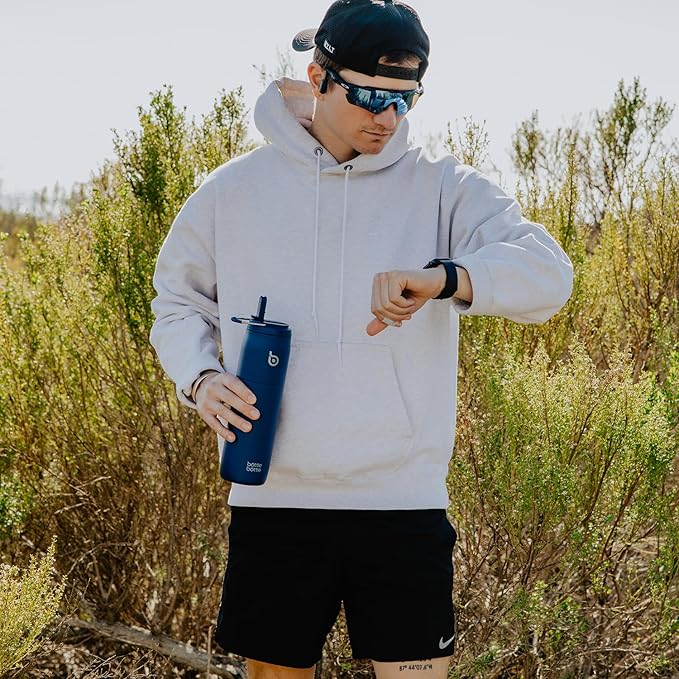 BOTTLE BOTTLE Stainless Steel Water Bottle with Straw and Lid 32 oz Vacuum Insulated Cup Stay Cold and Hot, Leak-Proof Wide Mouth Water Bottles for Men,indigo blue