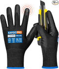 KAYGO Cut Resistant Gloves PU Coated, 12 Pairs Safety Work Gloves with full fingers Touchscreen, ANSI Cut Level A2, for Men and Women, Ideal for General Duty Work KG11P, Black,M