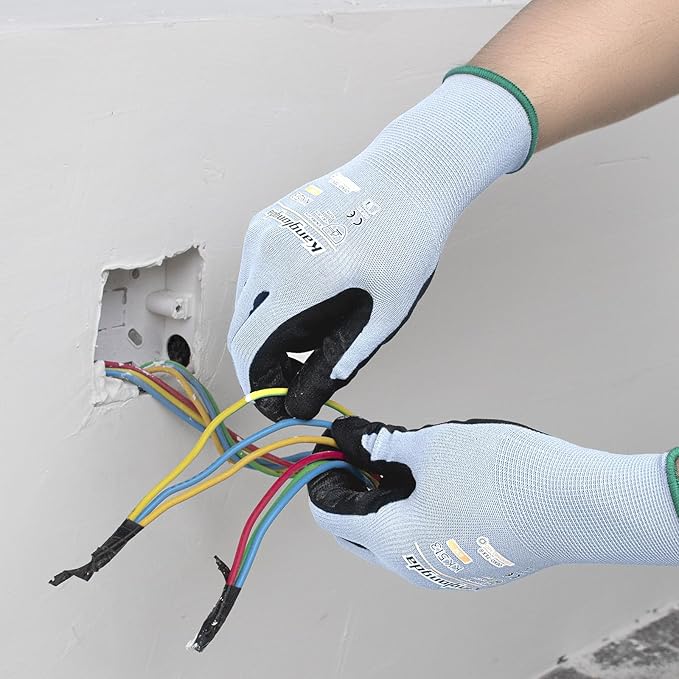 3-Paris Large Work Gloves for Men and Women, Nitrile Coated Safety Protective Gloves with Grip, Ideal for Gardening, Warehouse, Mechanic, Light Duty Construction Work