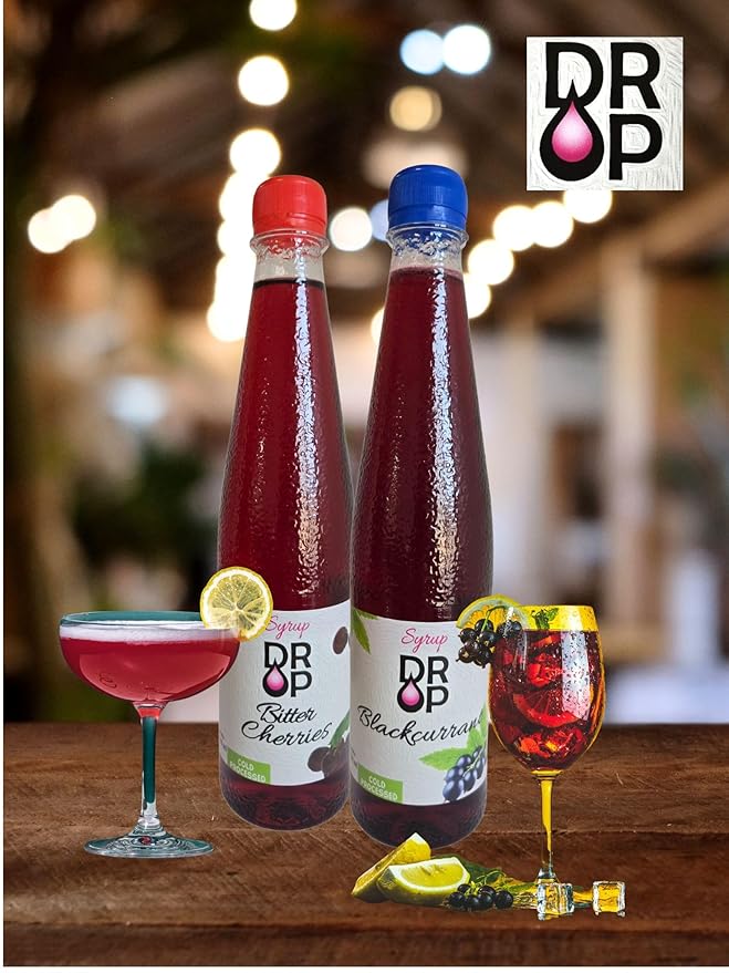 DROP Natural Fruit Syrup Flavors Variety Pack for Drinks & Desserts 500ml / 16.9floz Bottles (Pack of 3)