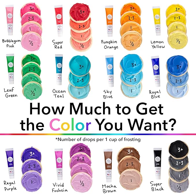 Ann Clark Professional Grade Food Coloring Gel Large 4.5 oz Bottles 12 Color Set Made in USA