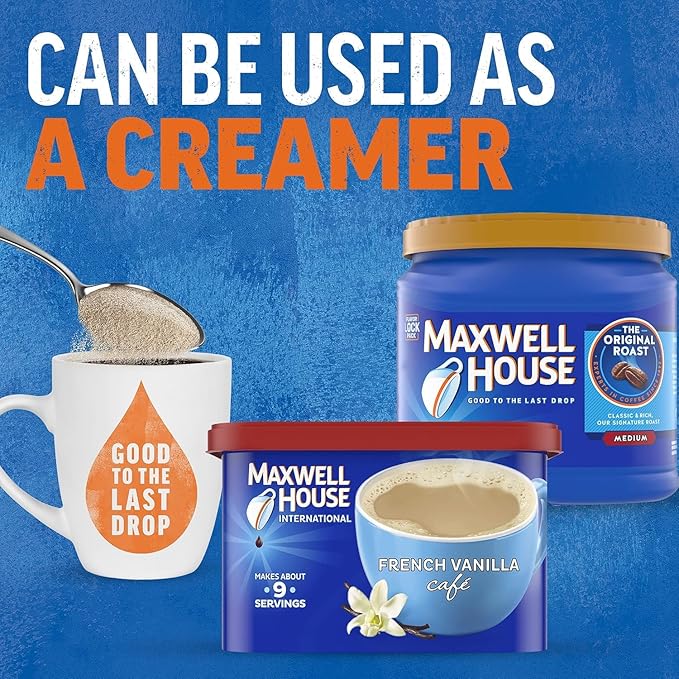 Maxwell House International Vanilla Caramel Latte Mix 8.7 Oz + Instant French Vanilla Cafe 8.4 Oz (Variety Pack)