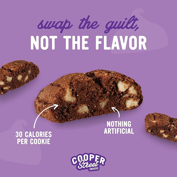 Cooper Street Twice-Baked Brownie Chocolate Biscotti Cookies (16oz each, Pack of 4) - 50 Two-Bite Mini Italian Style Snacks - Dairy-Free, Peanut Free, Kosher, Low-Calorie, Perfect with Coffee or Tea