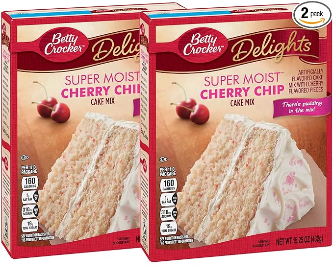 Betty Crocker Super Moist Cake Mix-Cherry Chip-15.25 Oz,2 Pack