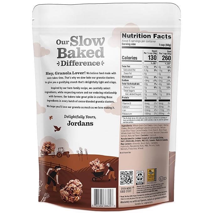 Jordans Slow Baked Granola | Rich Cocoa Granola | No Artificial Flavors, Colors, or Preservatives | Better for You Snacks for Adults & Kids | 11.4 oz (Pack of 3)