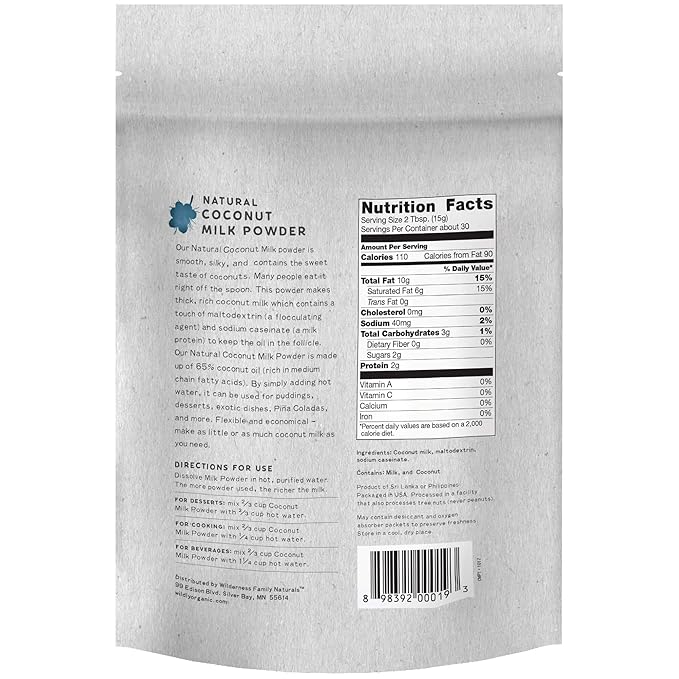Wildly Conventional Coconut Milk Powder 16 Oz, 1 lb Bag - Naturally Sweet Creamer, Extra Creamy - Perfect in Smoothies, Coffee, Baking, & Cooking