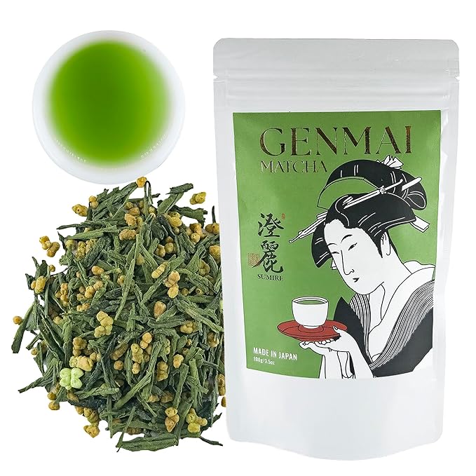SUMIRE Japanese Genmaicha Brown Rice Green Tea, matcha Blend, Nutty Flavor