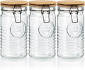 Glass Storage Containers with Airtight Lids - 40 Ounce Mason Jar Storage Containers for Cereal, Coffee & Rice - Pantry Organizing Canister Set of 3 for Kitchen