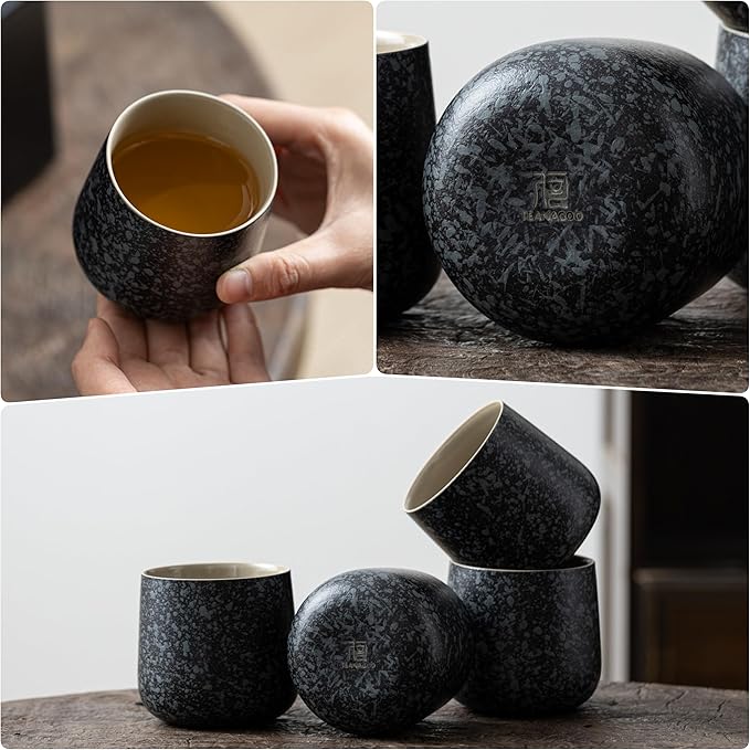 TEANAGOO Japanese Tea Set, Chinese Tea Sets, Porcelain Japanese Tea Cups, Chinese Gongfu Tea Set, Asian Tea Set for Adults, Japanese Teapot Set, 1 Teapot (700ml/25oz) + 6 Tea Cups(205ml/7.2oz), U1