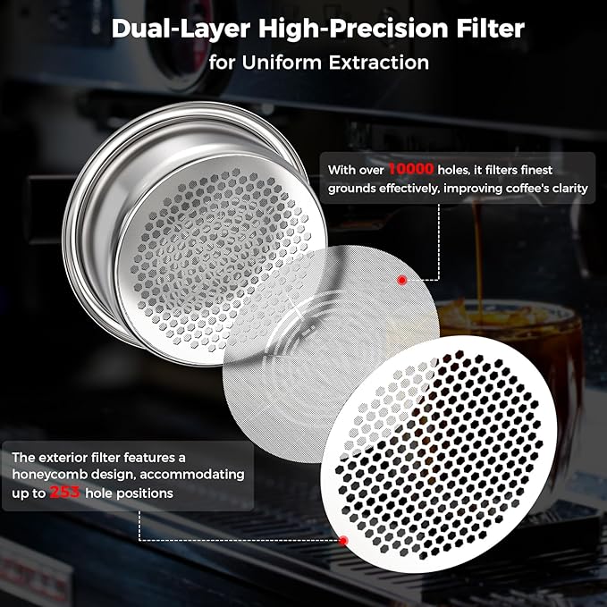 IKAPE 58mm Bottomless Naked Portafilter, Suitable for E61, Flair 58, ECM, Rocket, Sanremo, Synesso, Slayer, VBM Coffee Machines (Included 20g Capacity Filter Basket)