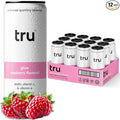 Tru Glow Seltzer, Sparkling Water with Biotin, Vitamin C, Vitamin A & Real Raspberry Juice, Sweetened with Monk Fruit & Stevia, Gluten Free, Vegan, Caffeine & Sugar Free, 12 FL OZ Cans, 12 Pack