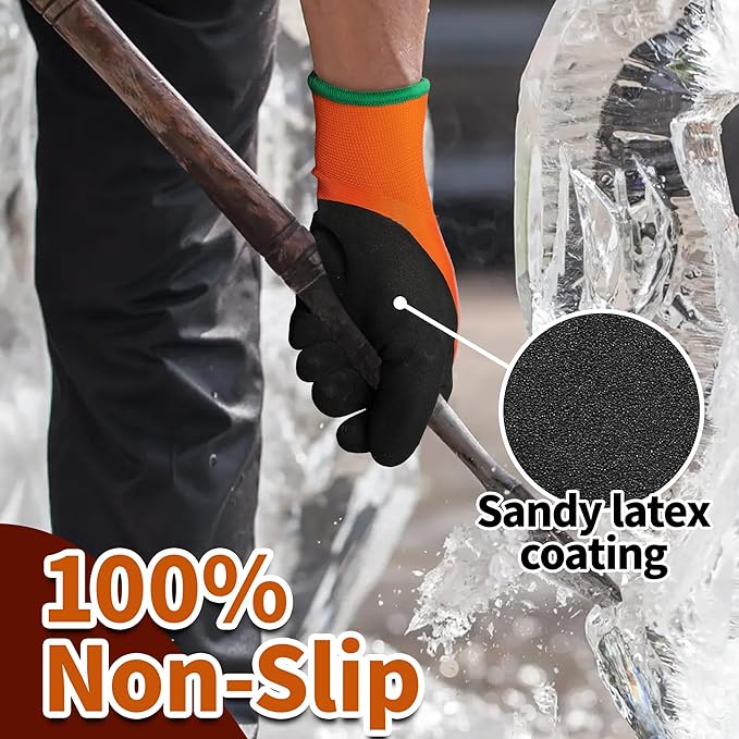 Schwer FreezeGuard Waterproof Work Gloves PM3302, ANSI A2 Cut Resistant Freezer Gloves for Outdoor Cold Weather Keep Hands Warm Below Zero, Waterproof Gloves for Shoveling Snow, Ice Fishing, L