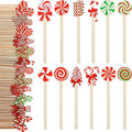 Jinei 120 Pcs Christmas Wooden Coffee Stirrers Wood Cocktail Coffee Stir Sticks Disposable Drink Stirrers for Stirring Hot Chocolate Milkshake Restaurant Home Office (Candy Style)