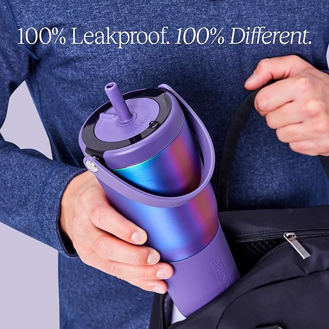 BrüMate Resa 35oz 100% Leakproof Travel Tumbler w/Handle & Straw | Flexible SoftSip Straw | Silicone Sleeve for Durability | Stainless Steel | Cup Holder & Travel Friendly Water Bottle (Matte Black)