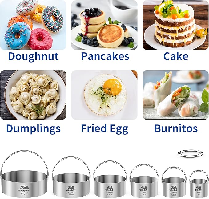 Biscuit Cutter Set for baking 2inch 2.5inch 3inch 3.5inch 4inch 5inch large size Round Cookies Cutter with Handle Professional Baking Dough Tools 6pcs set