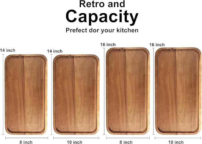Large Serving Platters Wooden Charcuterie Boards for Party Food Dish Rectangle Acacia Wood Trays Home Decor Cheese Board Snack Appetizer Plates Rectangular Kitchen Dinner Platter Cookie Dessert Tray