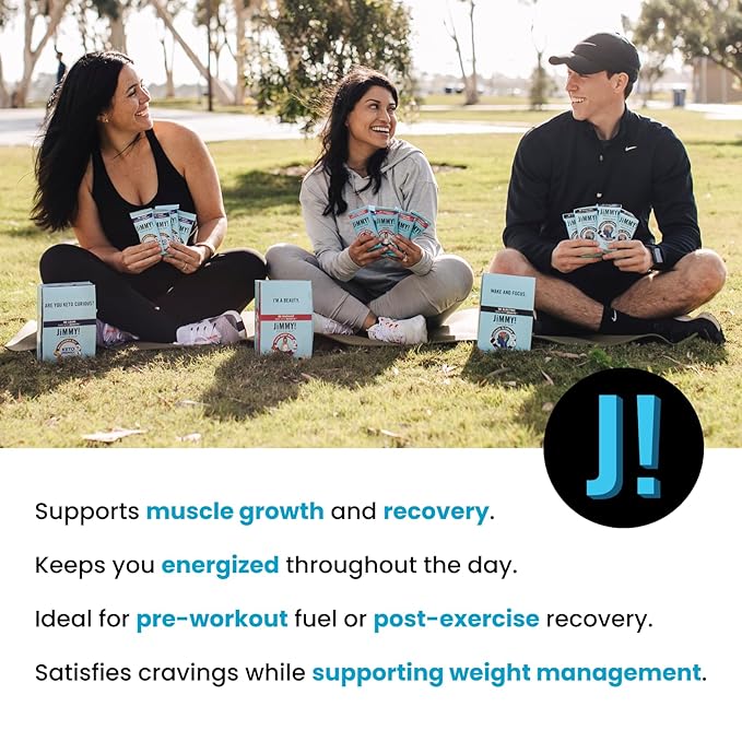 JiMMYBAR! Chocolate Peanut Butter Protein Bars 18g Protein Bar, 6g Low Sugar - 12 Count - 58g Health Bars - Functional Snack with Real Peanuts & Hand-Drizzled Chocolate