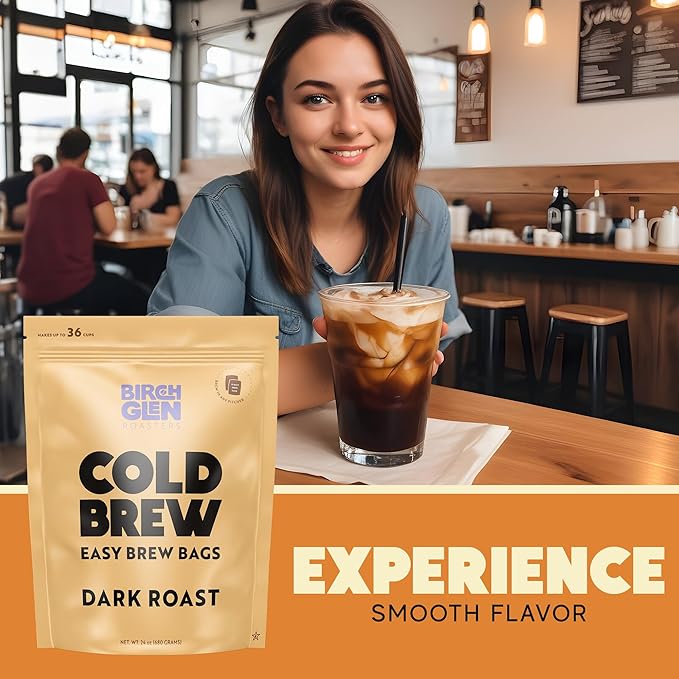 Birch Glen Roasters Cold Brew Coffee Bags - 12 Pack of Coarse Ground Coffee Filter Pitcher Packs for Easy Brewing - 100% Arabica - Yields 6 Pitchers - French Vanilla Flavor