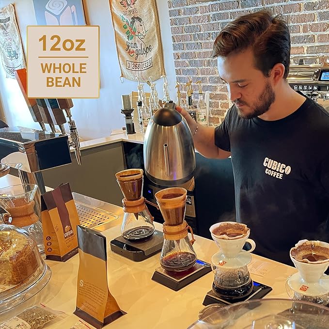 Ethiopian Yirgacheffe Coffee, Whole Bean Coffee, Premium Ethiopia Yirgacheffe Single Origin Fresh Roasted Coffee Beans | Cubico Coffee | 12 Ounce Bag