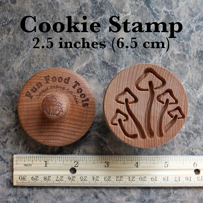 Wood Cookie Stamp, 2.5 Inch (Mushrooms CS-066)
