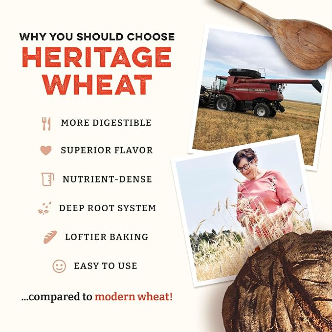 Sunrise Flour Mill Heritage Whole Wheat Bread Blend - 5 lb | USDA Organic All Purpose Flour Unbleached - Non-GMO, Kosher, Grown Without Glyphosate, Ancient Grains, Bread Flour Organic.