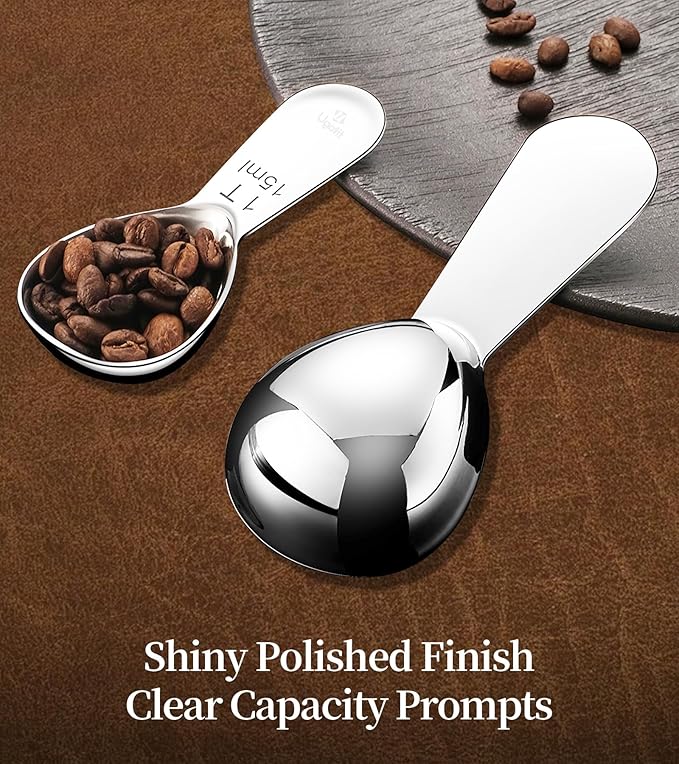 Coffee Scoop for Ground Coffee, 2 Tablespoon 304 Stainless Steel Coffee Measuring Scoop Heavy-Duty, Short Handle for Canisters, Espresso & Baking