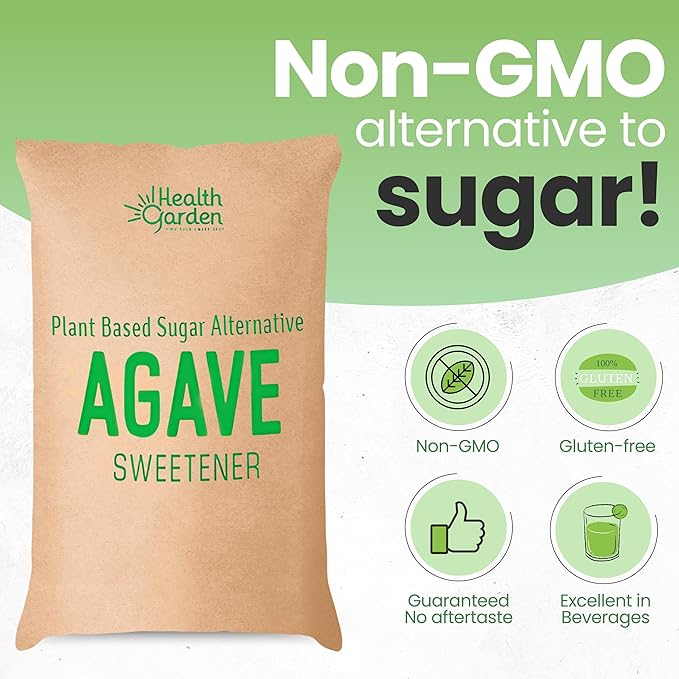 Health Garden Blue Agave Sweetener Crystals - Organic - Non-GMO - Low Glycemic Powder - Kosher - Keto Friendly - 25KG