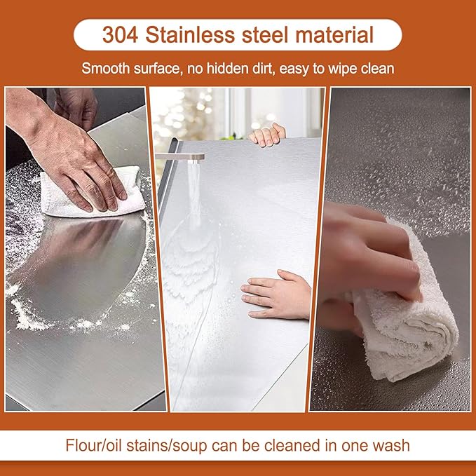 Stainless Steel Cutting Boards for Kitchen,304 Stainless Steel Chopping Boards with Lip and Non-slip silicone pad for Countertop Cutting Meats Fruits,Easy To Clean(19.6 * 23.6 * 0.06inch)