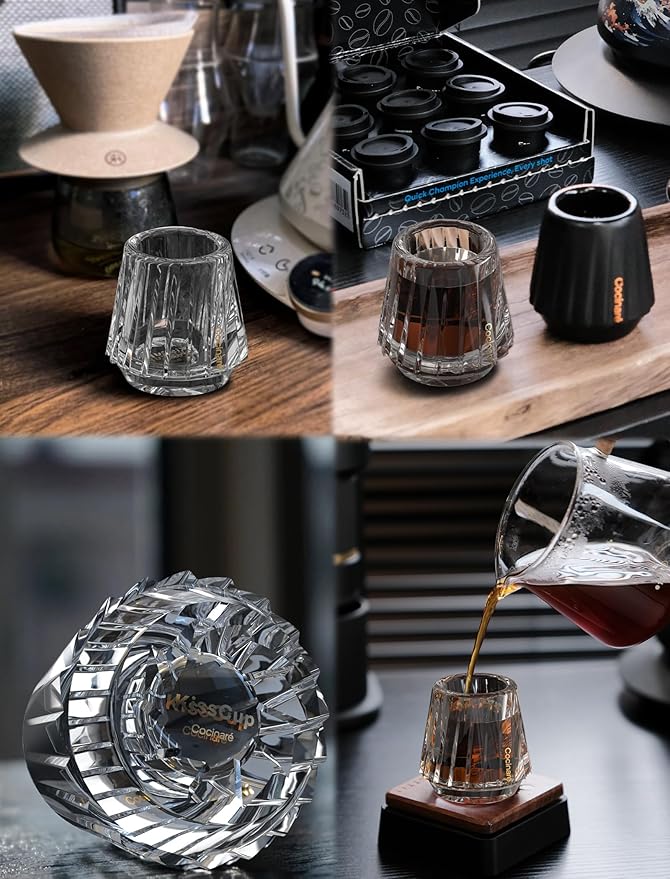 Cocinare Espresso Cups Set of 2, Crystal Clear Espresso Shot Glasses, Ideal Small Demitasse Cups for Pour Over Coffee Maker and Cortado, Essential Coffee Bar Accessories, Gift for Lovers, 1.5 OZ