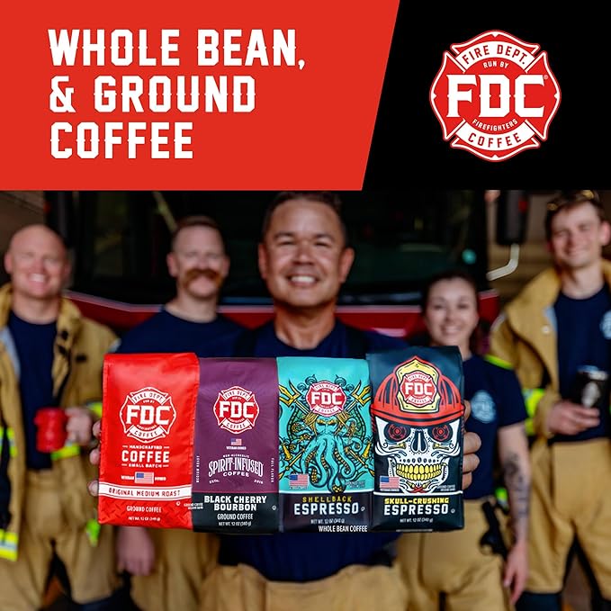 Fire Department Coffee - Gives Back to Firefighters - Mexican Chocolate Tequila Infused Ground Coffee - Medium Roast - Non-Alcoholic - Roasted in the USA - Veteran Owned - 12 oz