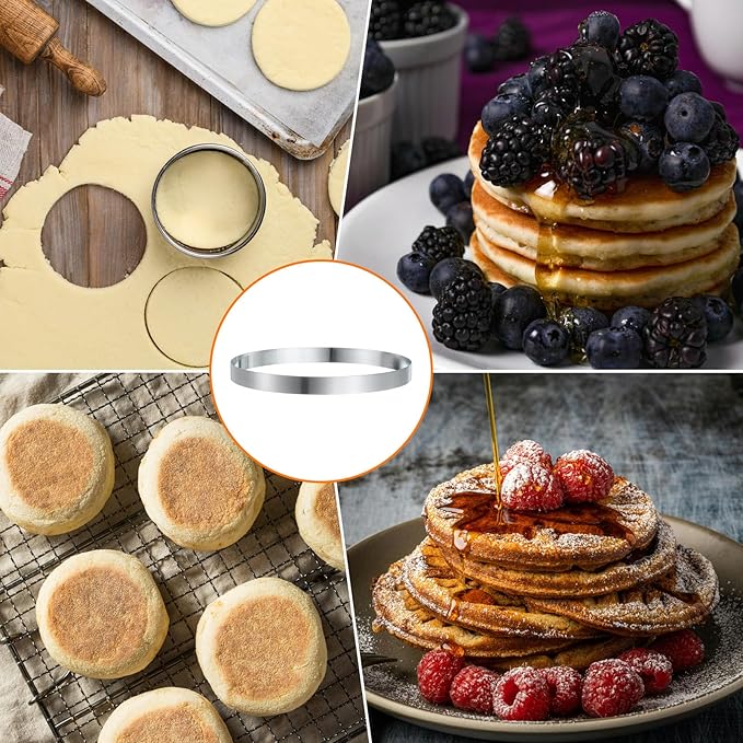 HARFINGTON Round Cake Ring 8.27 x 1 Inch Seamless Stainless Steel Pastry Mousse Dessert Ring Mirror Coating for Baking Cooking English Muffins Crumpet Making Tool