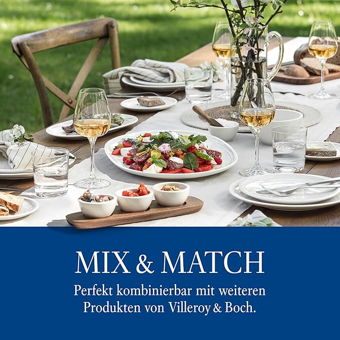 Villeroy & Boch NewMoon Set, 4 Pieces, Elegant, Modern Sloping White Wine, Crystal Glass, Transparent, Dishwasher Safe