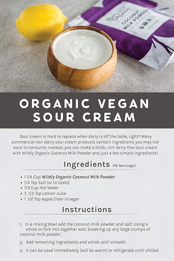 Wildly Organic Coconut Milk Powder 8 Oz Bag - Organic, Dairy-Free, Dry Milk Powder, Unsweetened, Dehydrated, Gluten-Free, Soy-Free, Non-GMO, Kosher, Vegan, 97% Coconut Milk with Zero Fillers | Makes Coconut Milk & Cream by Adding Water, Perfect in Smoo...