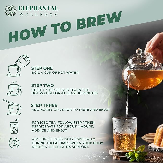 Elephantal Wellness Premium Kidney Herbal Tea | Urinary Tract & Kidney Support with Dandelion, Gravel Root, Goldenrod & Marshmallow | Handmade, Caffeine-Free, Non-GMO Loose Leaf Blend, 2oz, 20 Servings