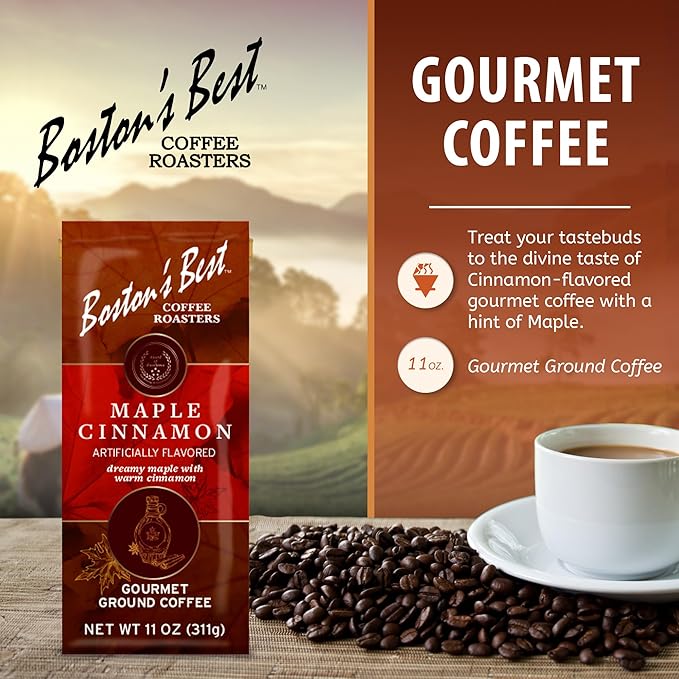 Boston’s Best Coffee - Maple Cinnamon Flavored Delicious Gourmet Premium Ground Coffee, 11 oz. / 311 g Coffee Bag