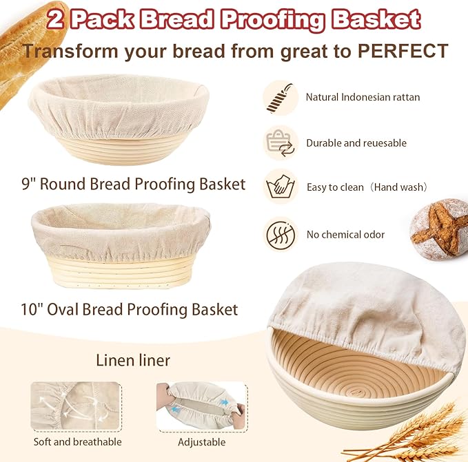 Sourdough Starter Kit with Warmer, Glass Jar and Banneton Bread Proofing Basket - Complete Sourdough Bread Baking Supplies, Sour Dough Making Essentials Tools, Gift for Bakers Beiginner Women Wife Mom