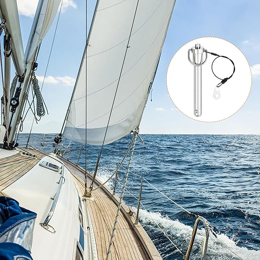 uxcell 1 Pcs Quick Release Pin, 1/2" x 3"(Dia. x L) Push-Button Ball Locking Pin 304 Stainless Steel Ring Handle Locking Pin with Wire for Audio Bimini Top Marine, Silver