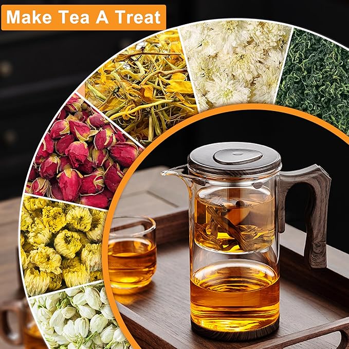 Enchanti Tea Pot - 750ml/25.4oz Magic Witchcraft Enchanted Glass Teapot with Strainer Loose Leaf Tea Innovative Water Separation Magnetic Teapot,Borosilicate Glass Tea Infuser Elegant Gift Packaging