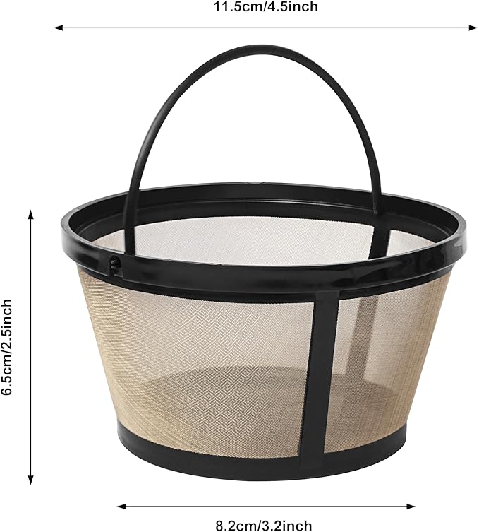 8-12 Cup Reusable Filter Basket With Closed Bottom Fits MrCoffee Coffee Maker and Brewer - Permanent Filter Replacement for Mr Coffee Gold Basket-Style Filters 1-Pack