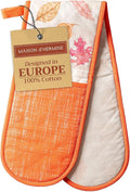 Maison d' Hermine Double Oven Mitts 100% Cotton 7"x35" Double Oven Mitt Heat Resistant BBQ Cooking Gloves with Loop, Baking, Grilling, Home, Kitchen, Handling Hot Pans (Colors of Autumn)