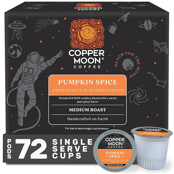 Copper Moon Single Serve Coffee Pods for Keurig K-Cup Brewers, Medium Roast, Pumpkin Spice Blend, 72 Count
