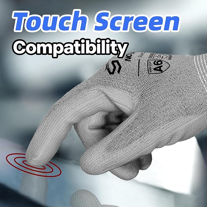 Schwer 12 Pairs ANSI A6 Cut Resistant Gloves CR7120 Cut Proof Work Gloves, Touchscreen, for Men and Women Used for Woodworking, Glass Cutting, Construction, Cargo Handling, Car Repair, XS