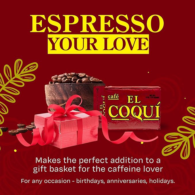 El Coquí Dark Roast Espresso Ground Coffee, Rich, Ground Coffee, Bulk Coffee, Authentic Puerto Rican Style Coffee, Vacuum Sealed, Ground Espresso Beans, 6 oz (24 pack)