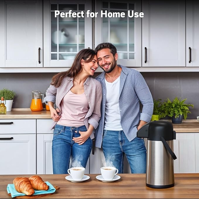 Airpot Coffee Carafe for Keeping Hot - 85 OZ / 2.5L Large Coffee Dispenser with Pump - Insulated Stainless Steel Thermos Urn for Hot Drinks Water Tea Chocolate - Thermal Beverage Dispenser for Parties