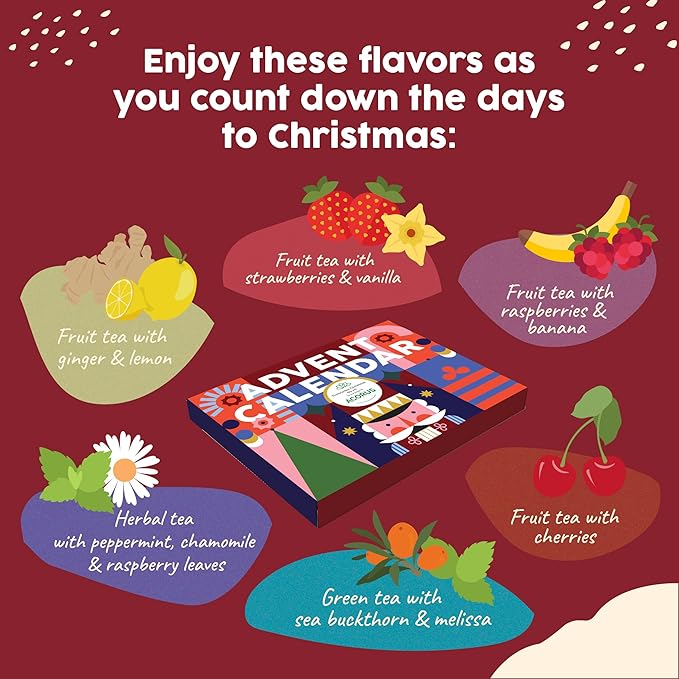 Tea Advent Calendar 2025 Nutcracker by Acorus- 6 Christmasy flavors – 24 tea bags For The Christmas Countdown - Gift Idea For Christmas - Limited Edition