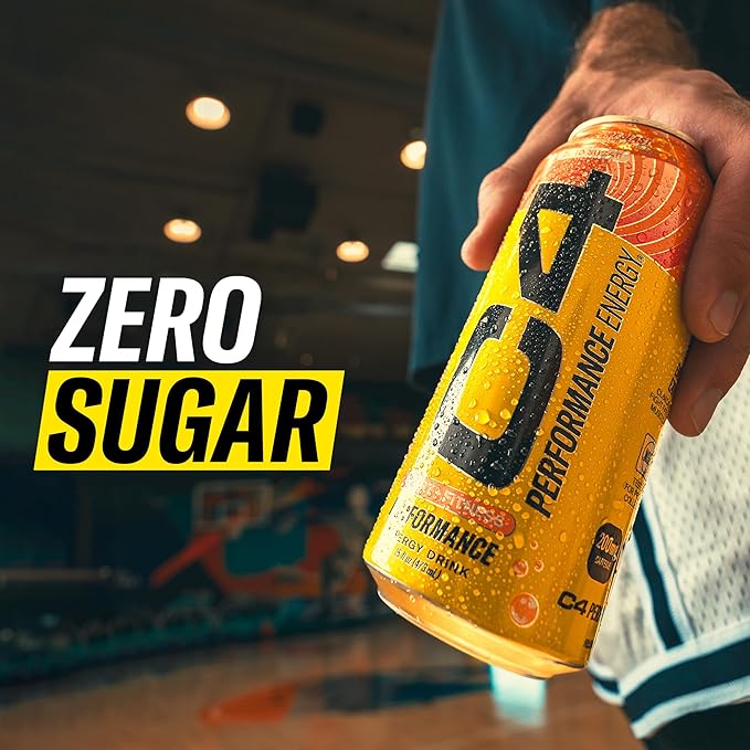 C4 Energy Carbonated Zero Sugar Energy Drink, Pre Workout Drink + Beta Alanine, Midnight Cherry, 16 Fl Oz (Pack of 12)