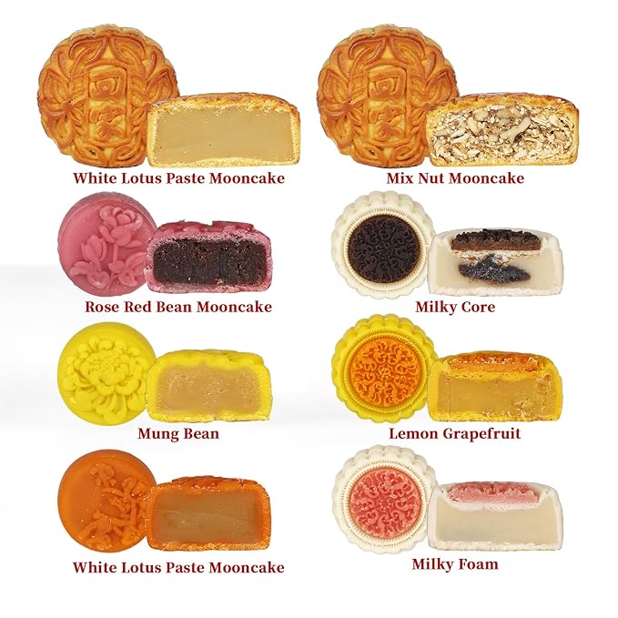 SUNGIVEN Mid-Autumn Festival Mooncake Gift Box - Traditional Culture Collection, 8 Unique Flavors, Mystery Box with Tea, Souvenirs & Elegant Keepsake Packaging – Perfect for Gifting, Huijia 回家月饼，21.16oz